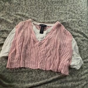 pink vest 2 in 1 shirt (cropped and fits most)